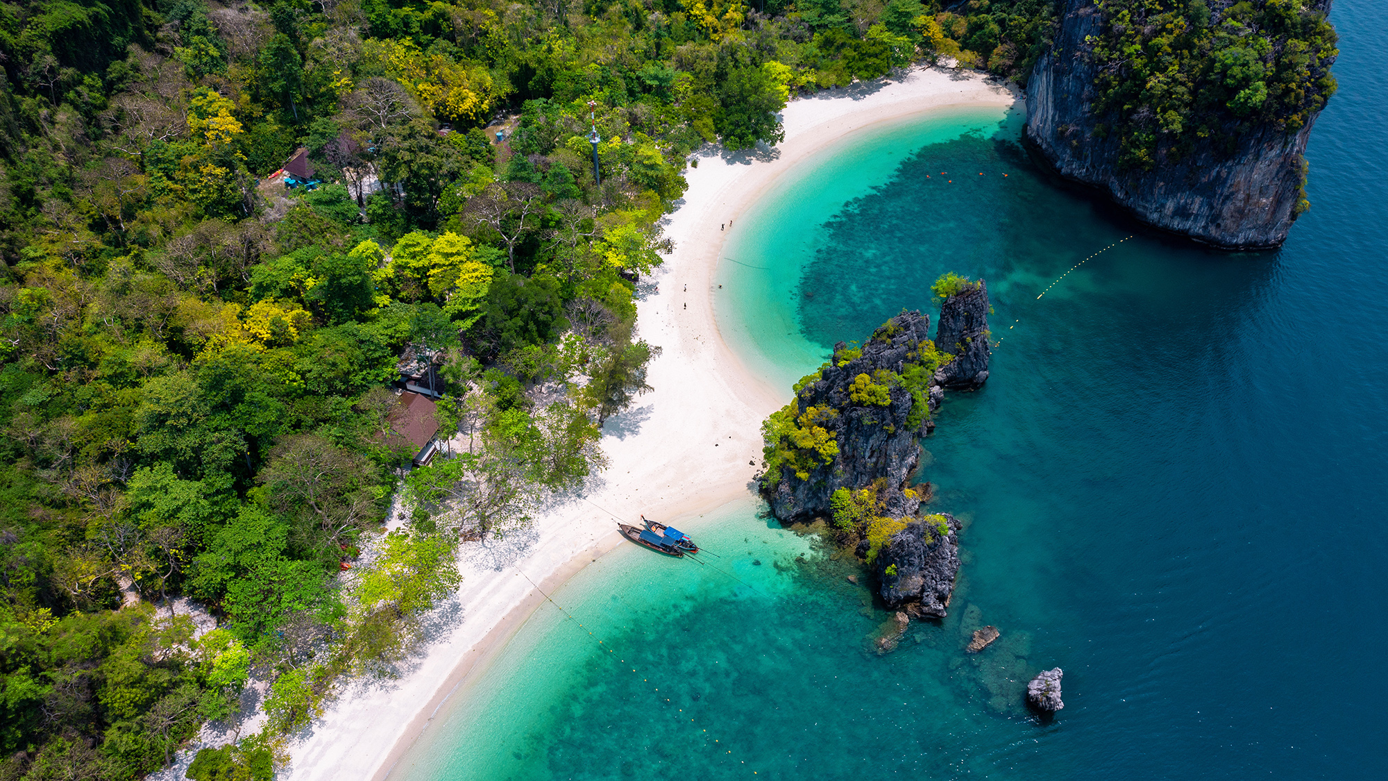 Aerial view of Koh Hong island in Krabi, Thailand.